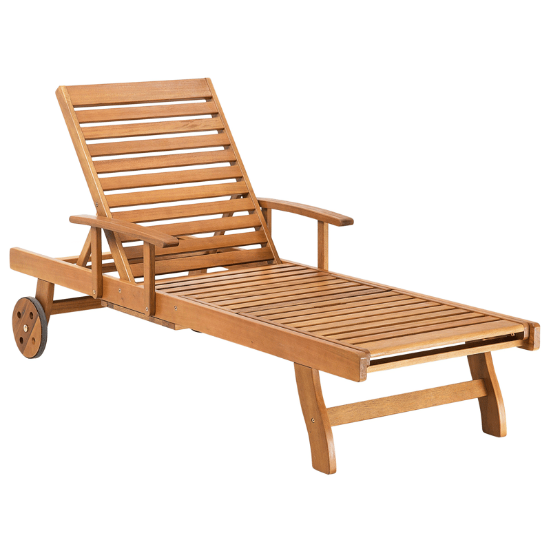 Solseng utendørs med pute Java Premium akasietre - Brun/Lys beige - Hagemøbler - Stoler & Lenestoler - Solseng & solvogner