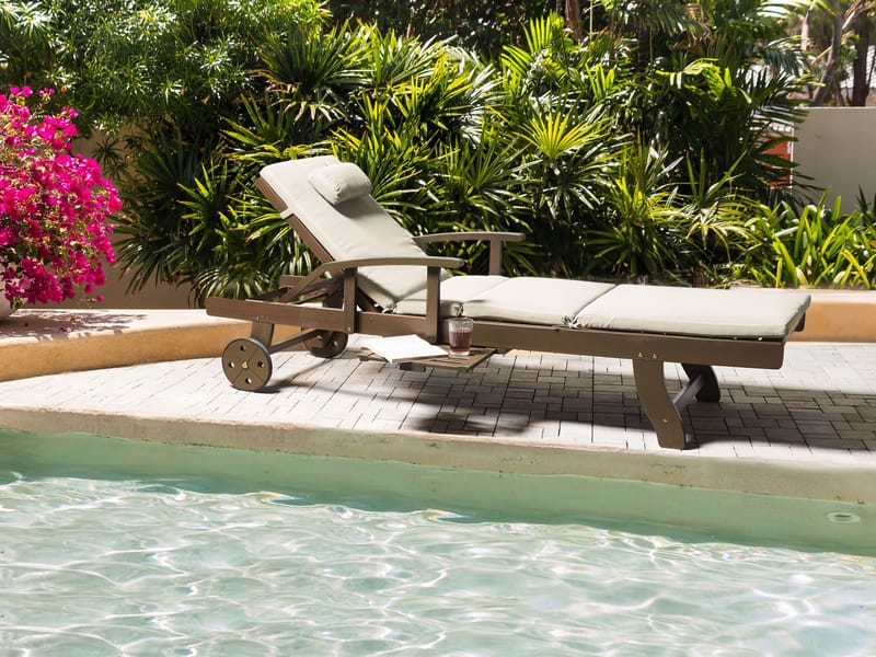 Solseng utendørs med pute Amantea Premium II akasietre - Lys beige - Hagemøbler - Stoler & Lenestoler - Solseng & solvogner