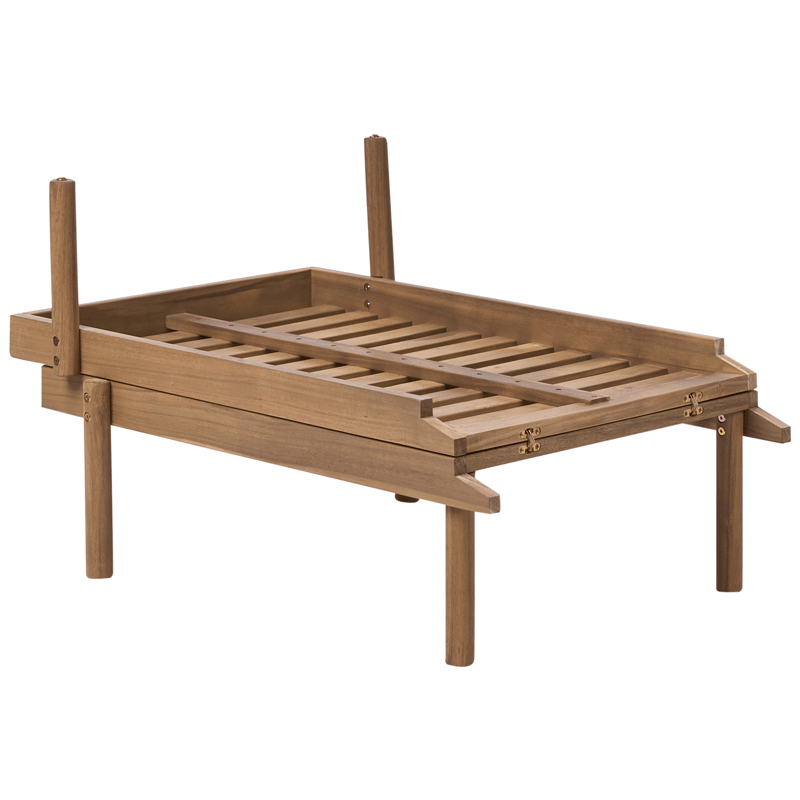 Solseng utendørs med pute Marcetelli akasietre - Brun/Hvit - Hagemøbler - Stoler & Lenestoler - Solseng & solvogner