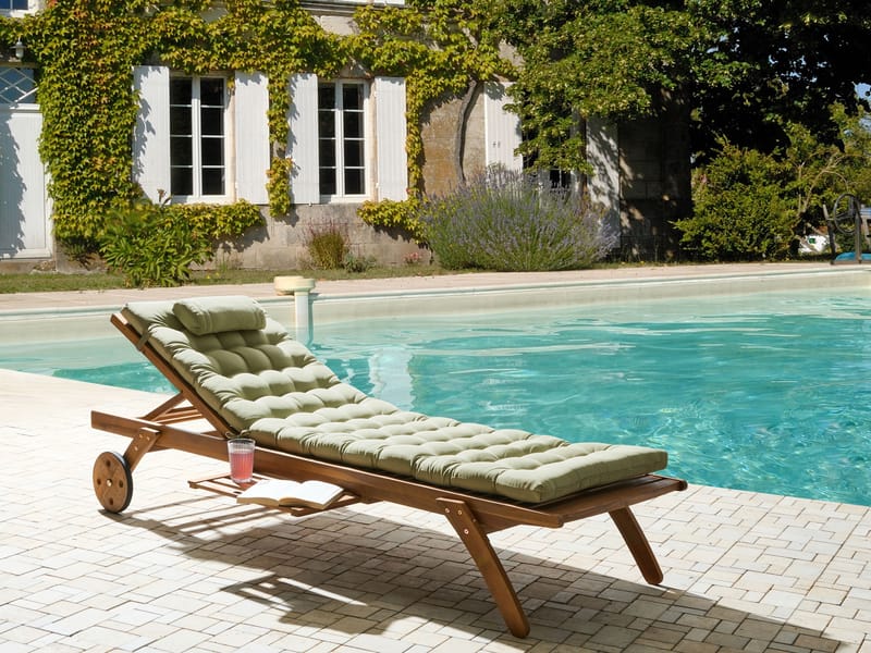 Solseng utendørs med pute Cesana Premium akasietre - Brun/Grønn - Hagemøbler - Stoler & Lenestoler - Solseng & solvogner