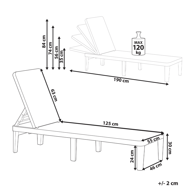 Solseng utendørs Ossimo - Grønn - Hagemøbler - Stoler & Lenestoler - Solstoler