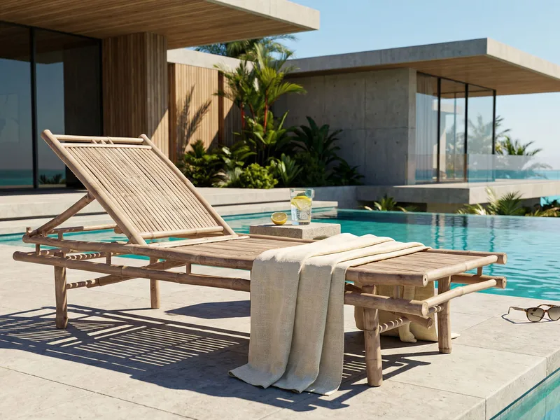 Solseng utendørs Sulmona bambustre - Brun - Hagemøbler - Stoler & Lenestoler - Solseng & solvogner