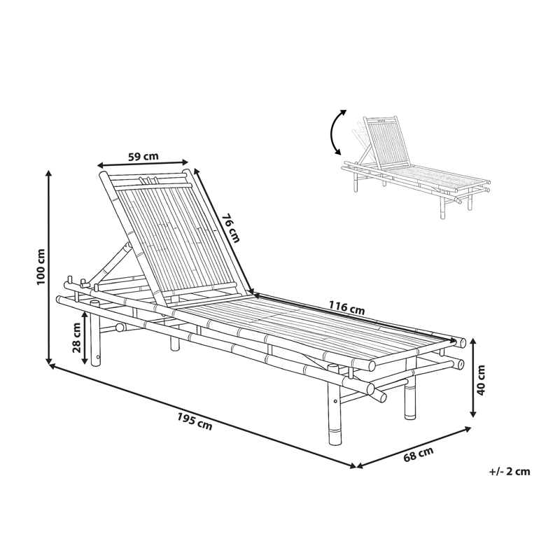 Solseng utendørs Sulmona bambustre - Brun - Hagemøbler - Stoler & Lenestoler - Solseng & solvogner