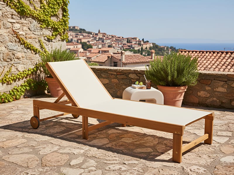 Solseng utendørs Pedesina akasietre - Brun/Beige - Hagemøbler - Stoler & Lenestoler - Solseng & solvogner