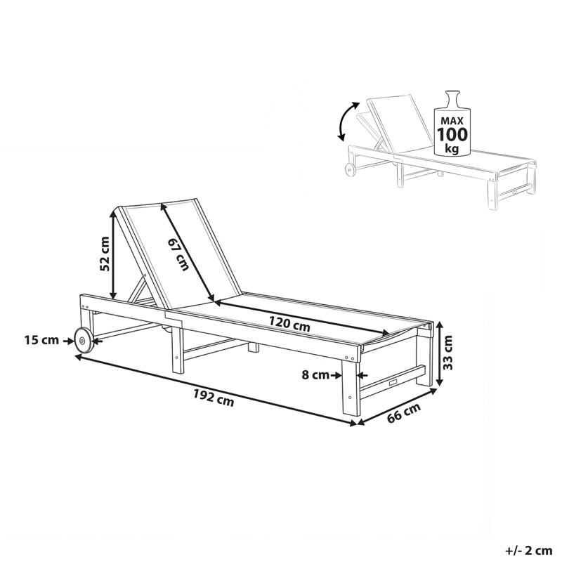Solseng utendørs Pedesina akasietre - Brun/Beige - Hagemøbler - Stoler & Lenestoler - Solseng & solvogner