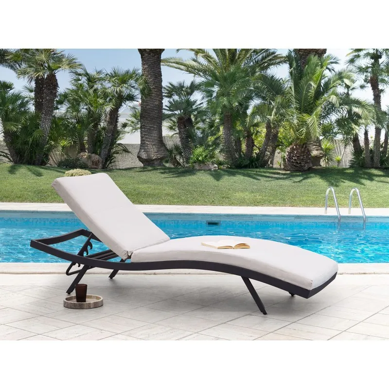 Solstol Amelia - Beige, svart - Hagemøbler - Stoler & Lenestoler - Solstoler