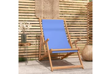 beBasic Sammenleggbar strandstol heltre teak blå - BlÃ¥ - Hagemøbler - Stoler & Lenestoler - Solstoler - Strandstol