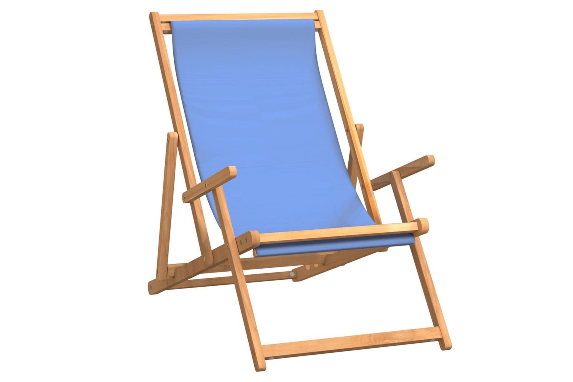 beBasic Sammenleggbar strandstol heltre teak blå - BlÃ¥ - Hagemøbler - Stoler & Lenestoler - Solstoler - Strandstol