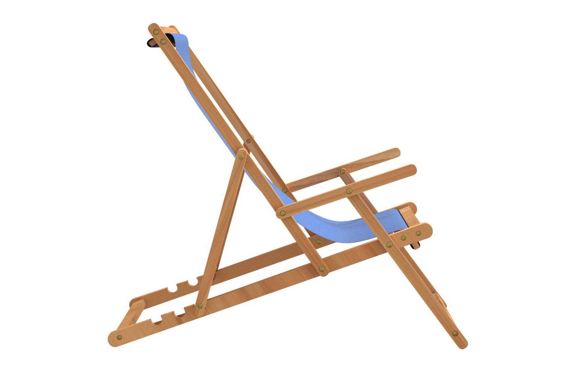 beBasic Sammenleggbar strandstol heltre teak blå - BlÃ¥ - Hagemøbler - Stoler & Lenestoler - Solstoler - Strandstol