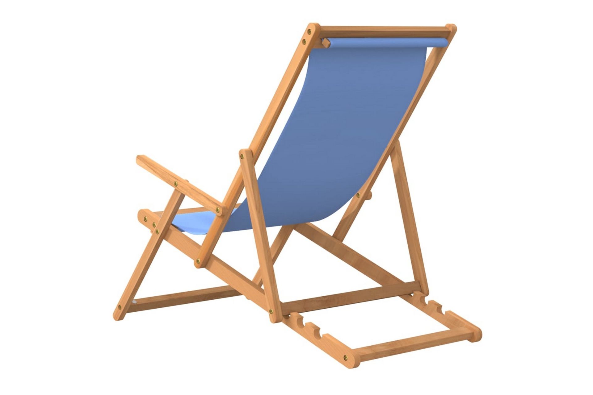 beBasic Sammenleggbar strandstol heltre teak blå - BlÃ¥ - Hagemøbler - Stoler & Lenestoler - Solstoler - Strandstol