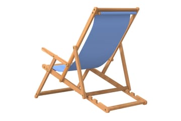 beBasic Sammenleggbar strandstol heltre teak blå - BlÃ¥ - Hagemøbler - Stoler & Lenestoler - Solstoler - Strandstol
