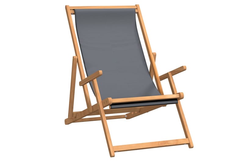 beBasic Sammenleggbar strandstol heltre teak grå - Hagemøbler - Stoler & Lenestoler - Solstoler - Strandstol