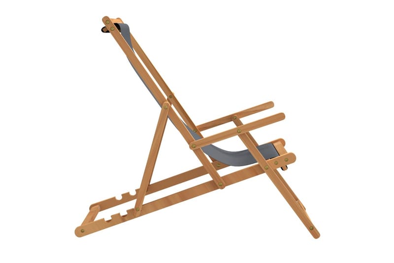 beBasic Sammenleggbar strandstol heltre teak grå - Hagemøbler - Stoler & Lenestoler - Solstoler - Strandstol