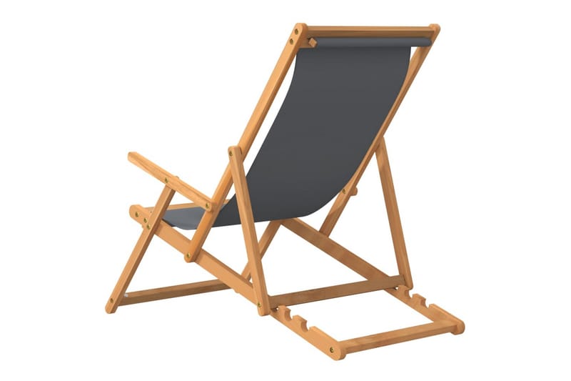 beBasic Sammenleggbar strandstol heltre teak grå - Hagemøbler - Stoler & Lenestoler - Solstoler - Strandstol