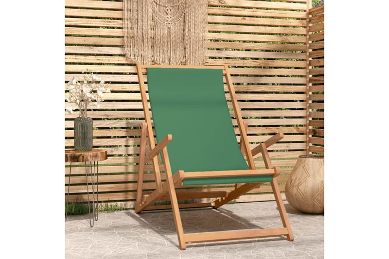 beBasic Sammenleggbar strandstol heltre teak grønn - Strandstol - Strandstoler & campingstoler