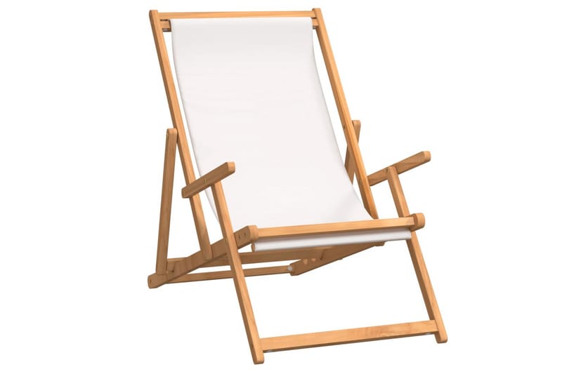 beBasic Sammenleggbar strandstol heltre teak kremhvit - Hagemøbler - Stoler & Lenestoler - Solstoler - Strandstol