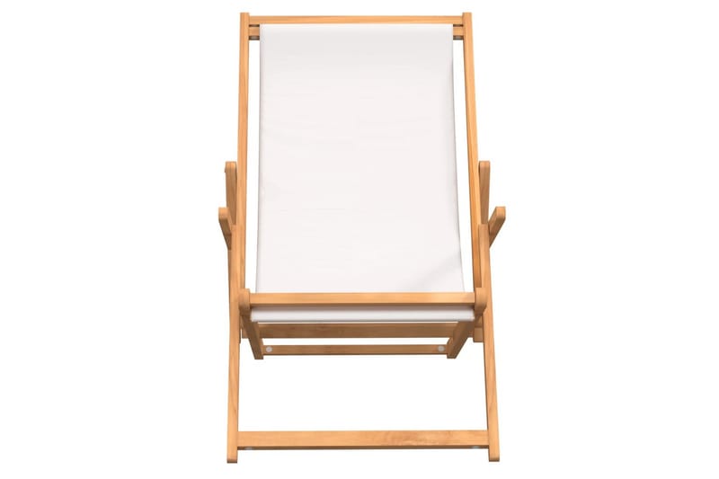beBasic Sammenleggbar strandstol heltre teak kremhvit - Hagemøbler - Stoler & Lenestoler - Solstoler - Strandstol