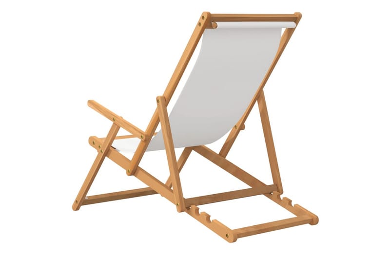beBasic Sammenleggbar strandstol heltre teak kremhvit - Hagemøbler - Stoler & Lenestoler - Solstoler - Strandstol