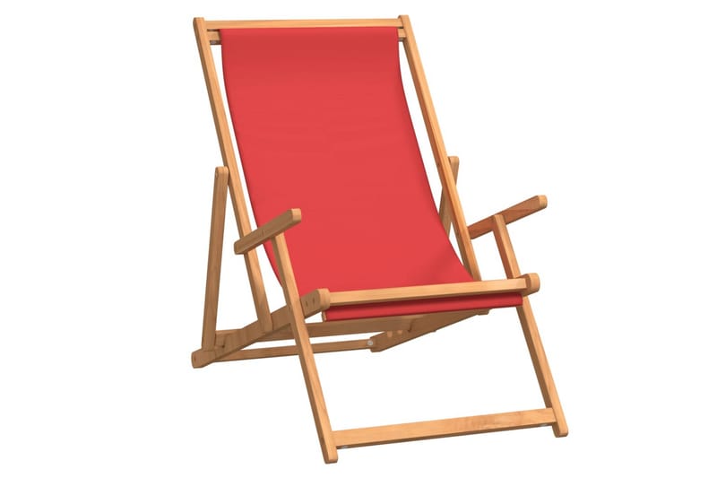 beBasic Sammenleggbar strandstol heltre teak rød - Hagemøbler - Stoler & Lenestoler - Solstoler - Strandstol