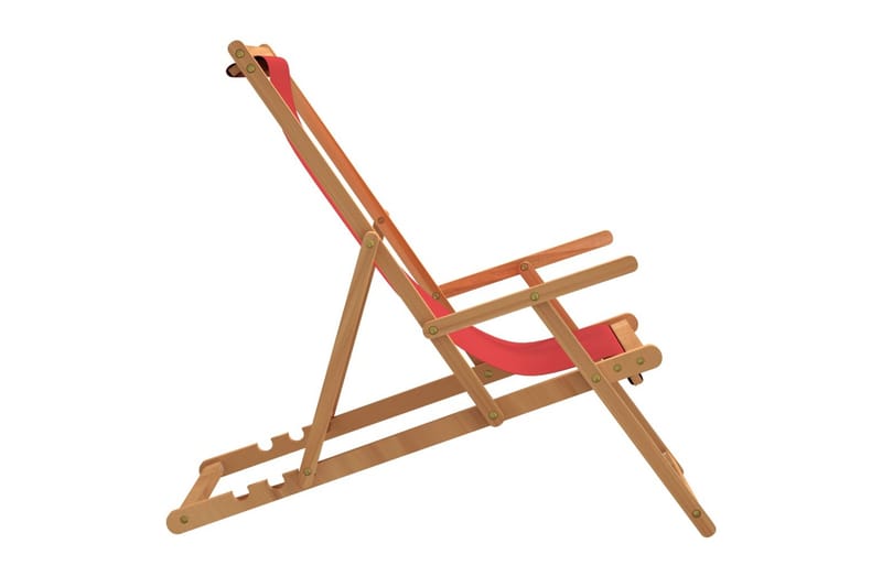 beBasic Sammenleggbar strandstol heltre teak rød - Hagemøbler - Stoler & Lenestoler - Solstoler - Strandstol