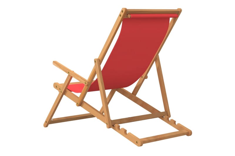 beBasic Sammenleggbar strandstol heltre teak rød - Hagemøbler - Stoler & Lenestoler - Solstoler - Strandstol