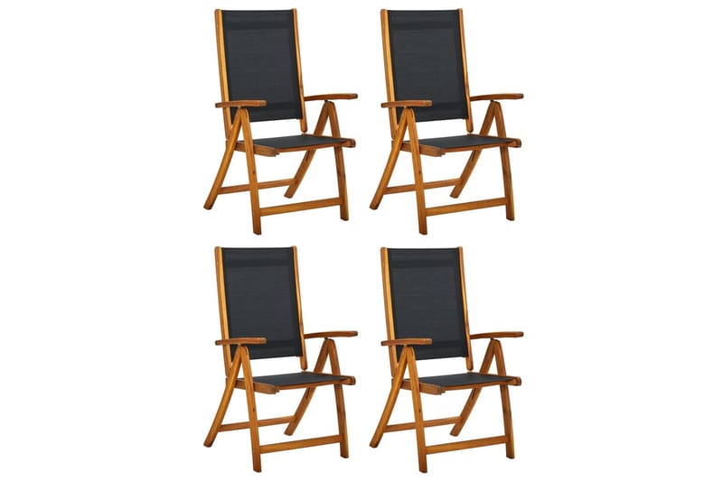 beBasic Sammenleggbare hagestoler 4 stk heltre akasie og textilene - Brun - Hagemøbler - Stoler & Lenestoler - Solstoler - Strandstol