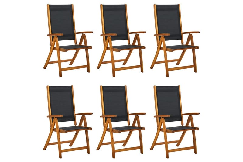 beBasic Sammenleggbare hagestoler 6 stk heltre akasie og textilene - Brun - Hagemøbler - Stoler & Lenestoler - Solstoler - Strandstol