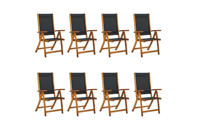 beBasic Sammenleggbare hagestoler 8 stk heltre akasie og textilene - Brun - Hagemøbler - Stoler & Lenestoler - Solstoler - Strandstol