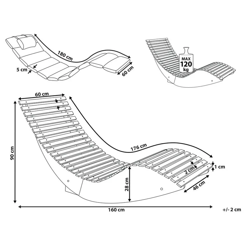 Solstol Brescia Premium - Lyst tre, grønn - Hagemøbler - Stoler & Lenestoler - Solstoler