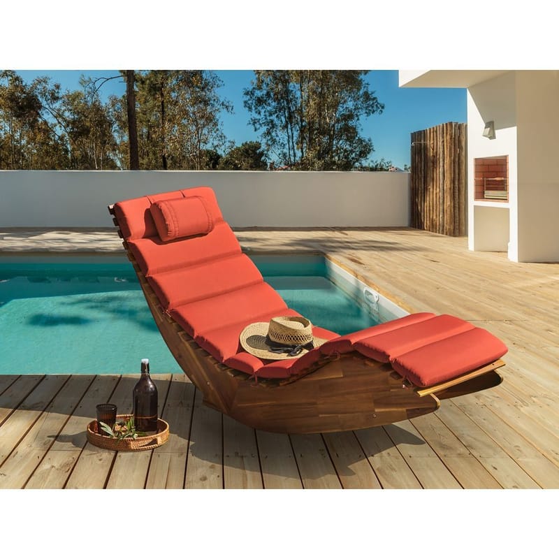 Solstol Brescia Premium - Lyst tre, rød - Hagemøbler - Stoler & Lenestoler - Solstoler