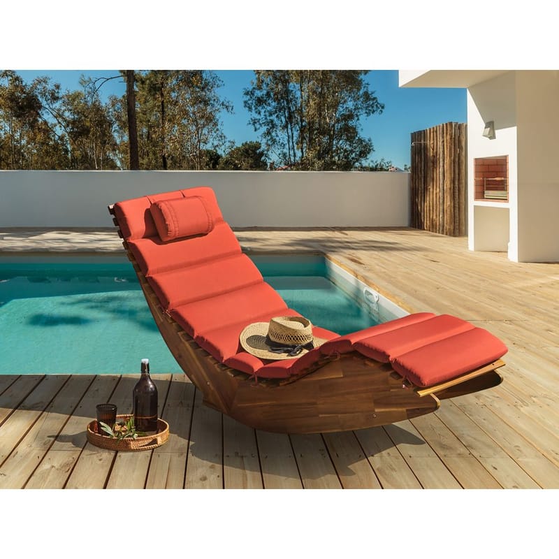 Solstol Brescia Premium - Lyst tre, rød - Hagemøbler - Stoler & Lenestoler - Solstoler