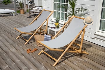 Cane Loungestol med Pute - Tre/natur - Hagemøbler - Stoler & Lenestoler - Solstoler