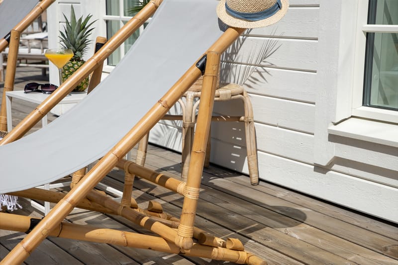 Cane Loungestol med Pute - Tre/natur - Hagemøbler - Stoler & Lenestoler - Solstoler