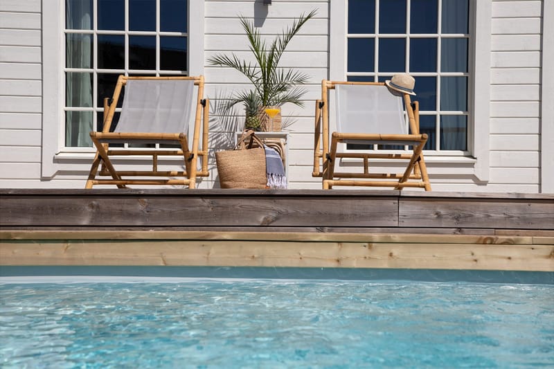 Cane Loungestol med Pute - Tre/natur - Hagemøbler - Stoler & Lenestoler - Solstoler