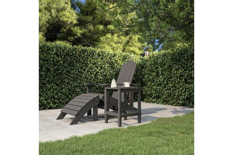 Adirondack hagebord antrasitt 38x38x46 cm HDPE - Antrasittgrå - Hagemøbler - Stoler & Lenestoler - Solstoler - Dekkstol