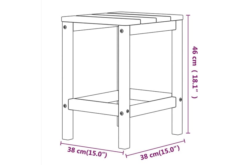 Adirondack hagebord antrasitt 38x38x46 cm HDPE - Antrasittgrå - Dekkstol