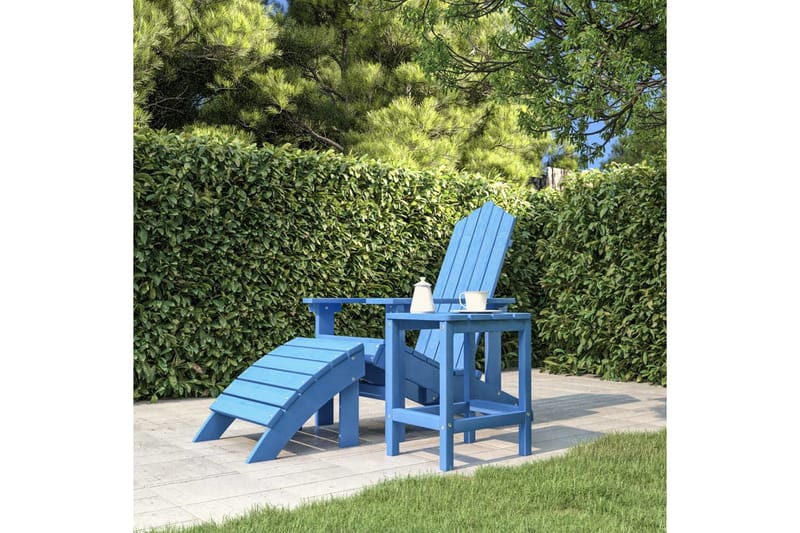 Adirondack hagebord havblå 38x38x46 cm HDPE - Blå - Hagemøbler - Stoler & Lenestoler - Solstoler - Dekkstol