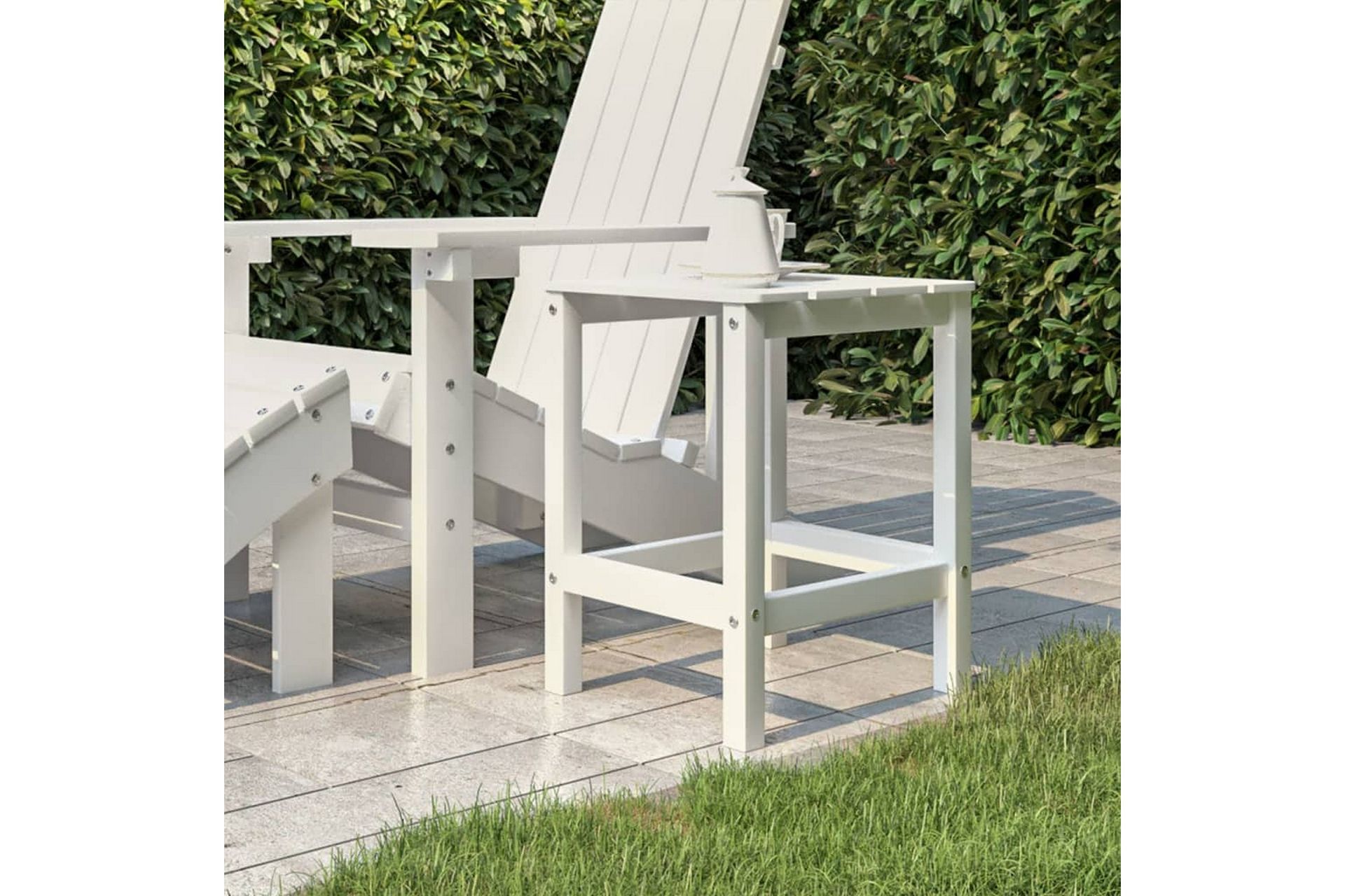 Adirondack hagebord hvit 38x38x46 cm HDPE - Hvit - Hagemøbler - Stoler & Lenestoler - Solstoler - Dekkstol