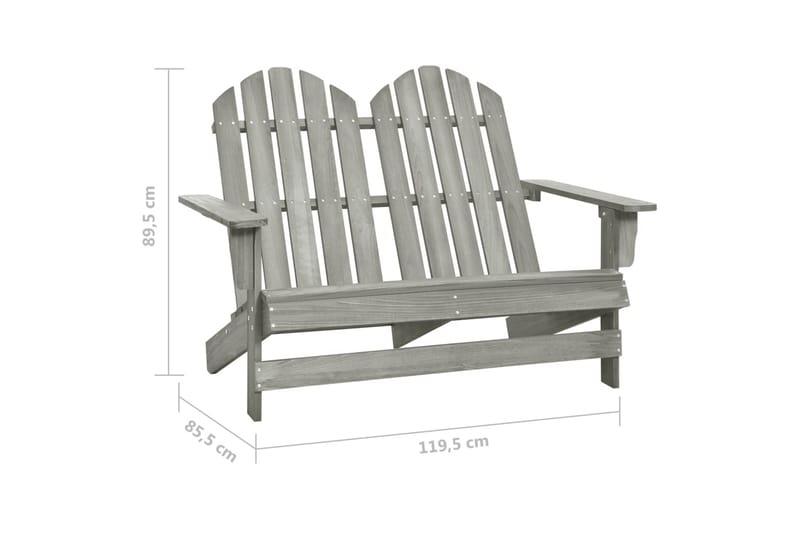 Adirondack hagestol 2-seters heltre gran grå - Grå - Hagemøbler - Stoler & Lenestoler - Solstoler - Dekkstol