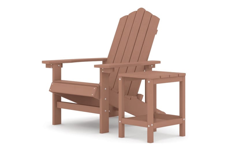 Adirondack hagestol med bord HDPE brun - Brun - Hagemøbler - Stoler & Lenestoler - Solstoler - Dekkstol