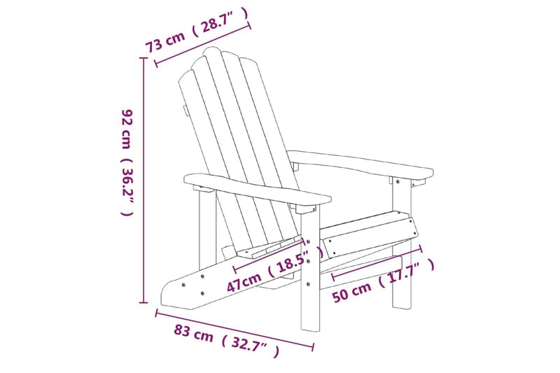 Adirondack hagestol med bord HDPE havblå - Blå - Dekkstol