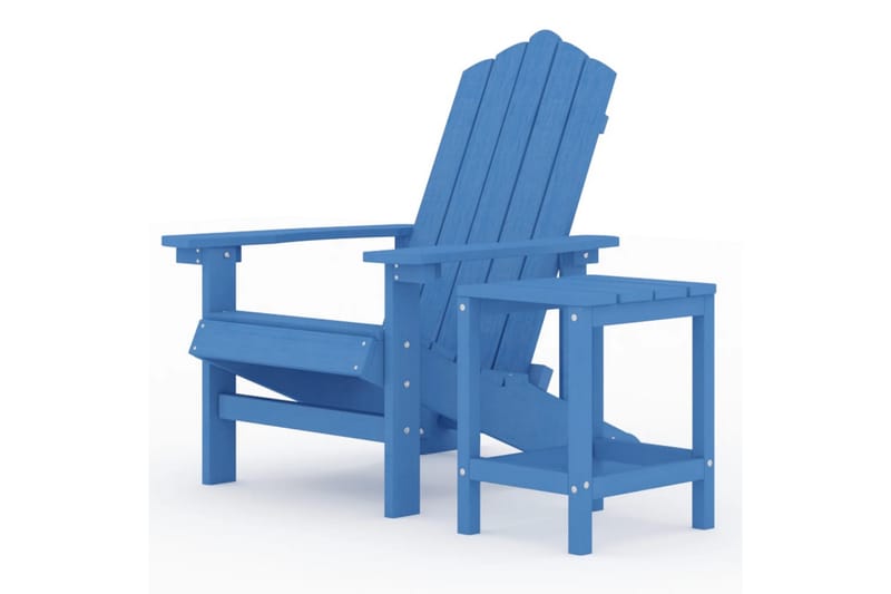 Adirondack hagestol med bord HDPE havblå - Blå - Hagemøbler - Stoler & Lenestoler - Solstoler - Dekkstol