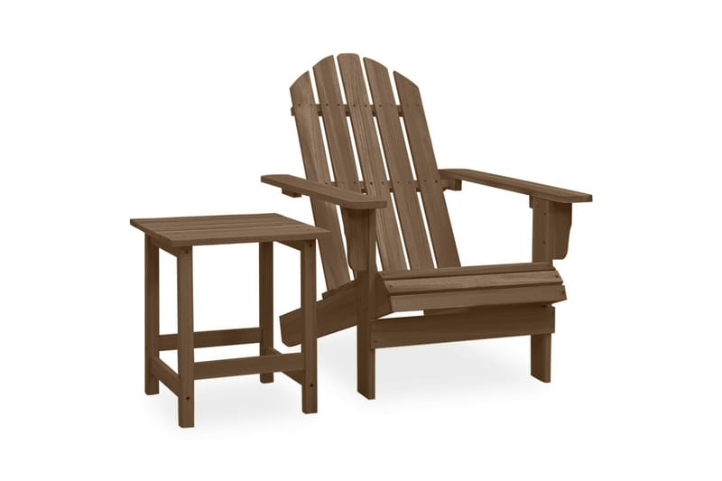 Adirondack hagestol med bord heltre gran brun - Brun - Hagemøbler - Stoler & Lenestoler - Solstoler - Dekkstol