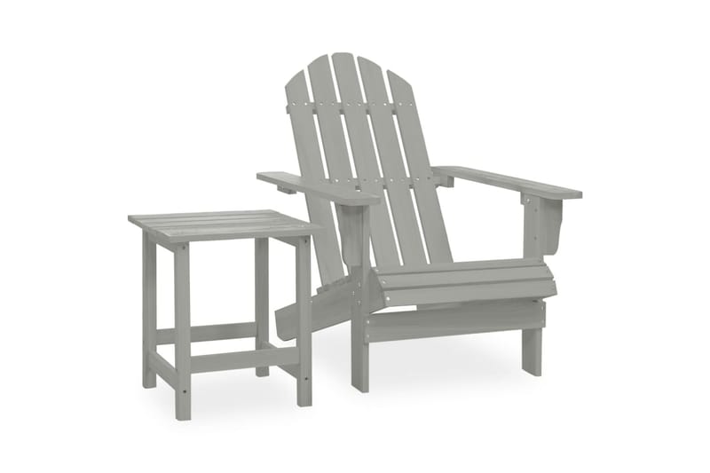Adirondack hagestol med bord heltre gran grå - Grå - Hagemøbler - Stoler & Lenestoler - Solstoler - Dekkstol