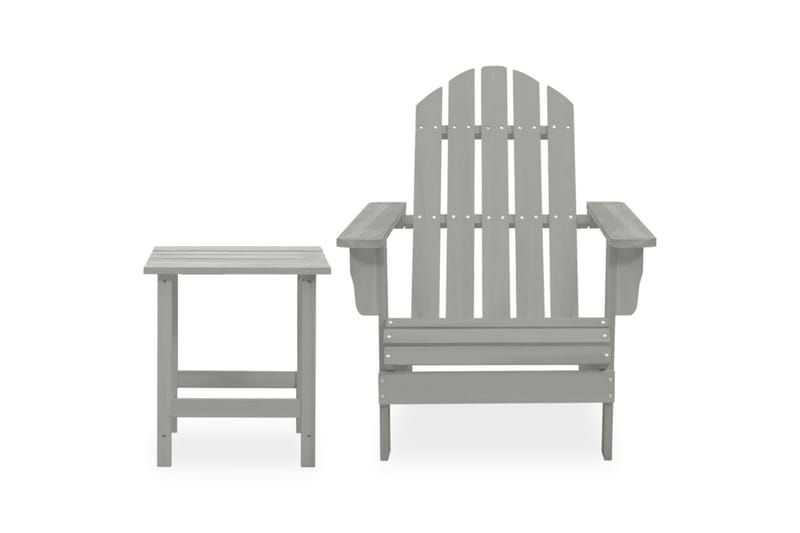 Adirondack hagestol med bord heltre gran grå - Grå - Hagemøbler - Stoler & Lenestoler - Solstoler - Dekkstol