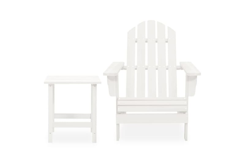 Adirondack hagestol med bord heltre gran hvit - Hvit - Dekkstol