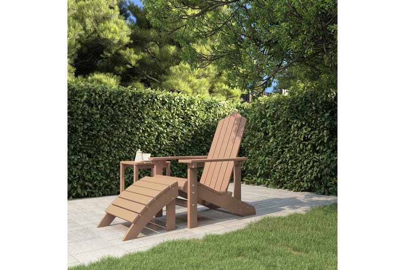Adirondack hagestol med fotskammel HDPE brun - Brun - Hagemøbler - Stoler & Lenestoler - Solstoler - Dekkstol