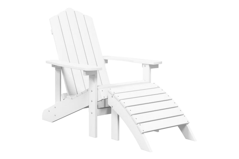 Adirondack hagestol med fotskammel HDPE hvit - Hvit - Hagemøbler - Stoler & Lenestoler - Solstoler - Dekkstol