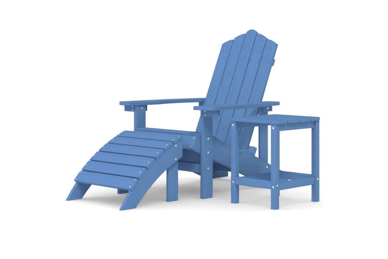 Adirondack hagestol med fotstøtte og bord HDPE havblå - Blå - Hagemøbler - Stoler & Lenestoler - Solstoler - Dekkstol