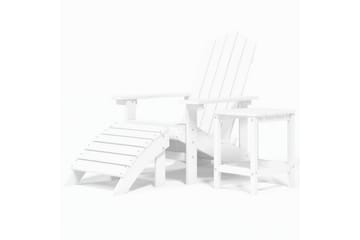 Adirondack hagestol med fotstøtte og bord HDPE hvit - Hvit - Hagemøbler - Stoler & Lenestoler - Solstoler - Dekkstol